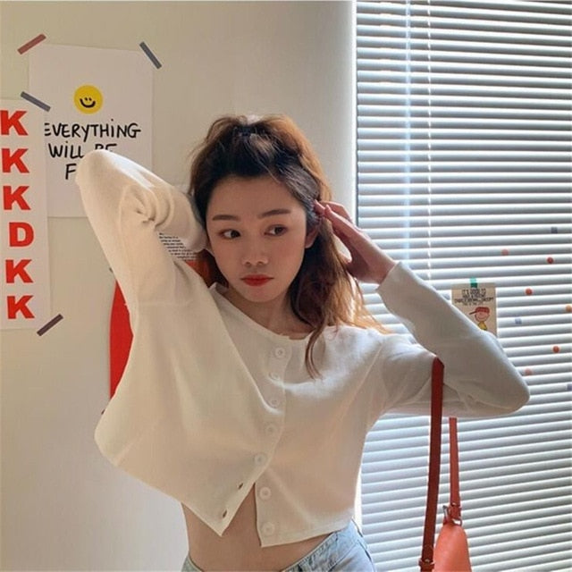 Korean Style O-neck Short Knitted Sweaters