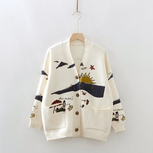 Foridol  White Cotton Knitted Cardigan